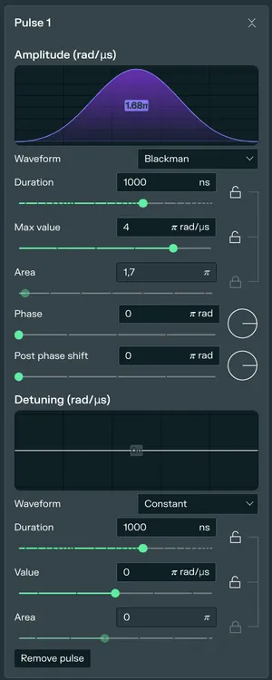 Designing the pulse parameters