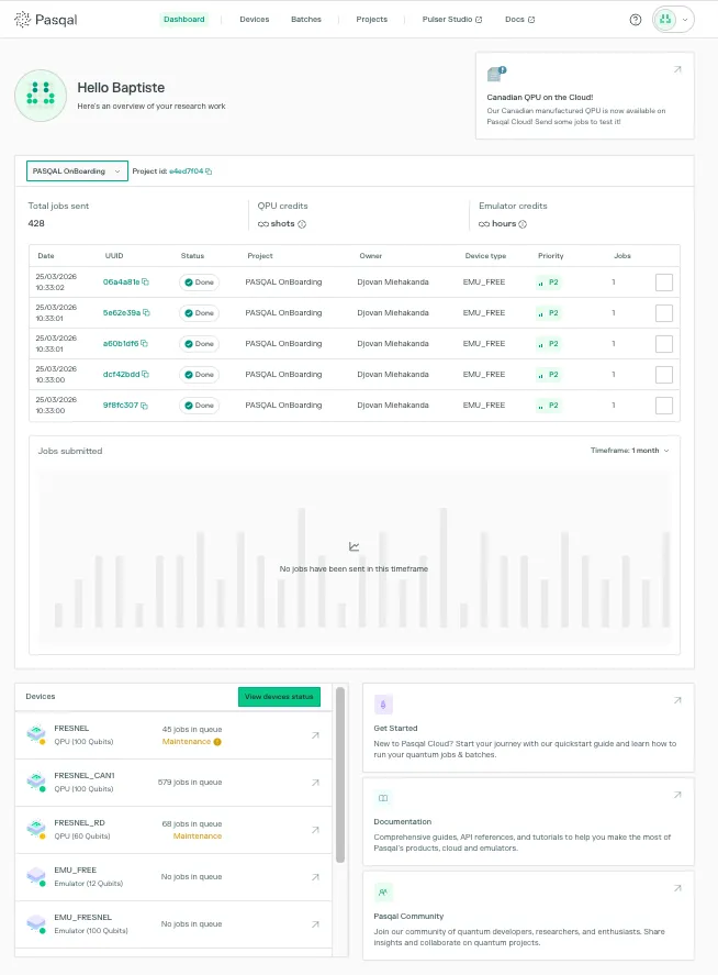 User Portal dashboard