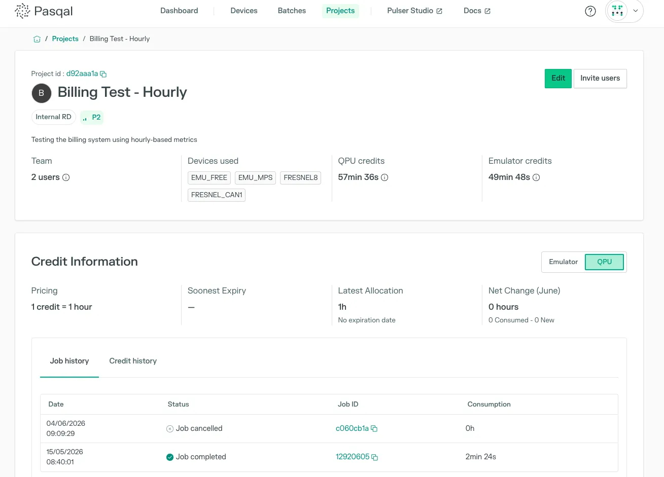 User Portal project page